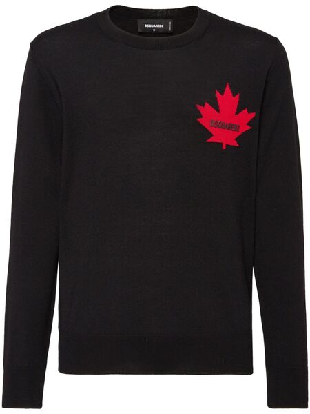  Dsquared2 Intarsia-logo Wool Jumper - Black 