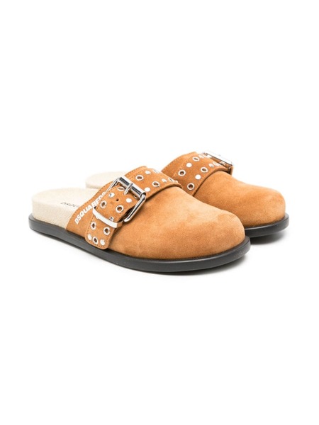  Dsquared2 Kids Buckle-detailed Suede Mules - Brown 