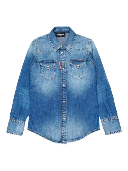  Dsquared2 Kids Chest-pocket Cotton Shirt - Blue 