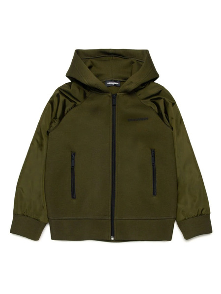  Dsquared2 Kids Contrasting-sleeve Fabric Cotton Jacket - Green 