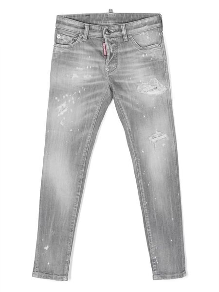  Dsquared2 Kids Distressed Cotton Skinny Jeans - Grey 