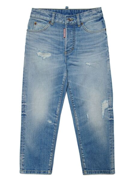  Dsquared2 Kids Distressed-finish Straight-leg Jeans - Blue 