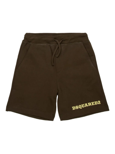  Dsquared2 Kids Drawstring Logo Casual Shorts - Brown 