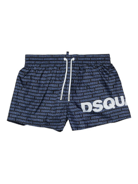  Dsquared2 Kids Drawstring Printed Swim Shorts - Black 