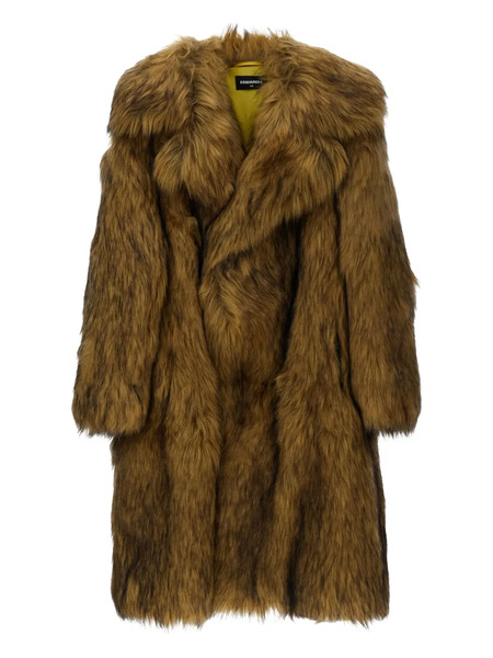  Dsquared2 Kids Furry Collared Coat - Brown 