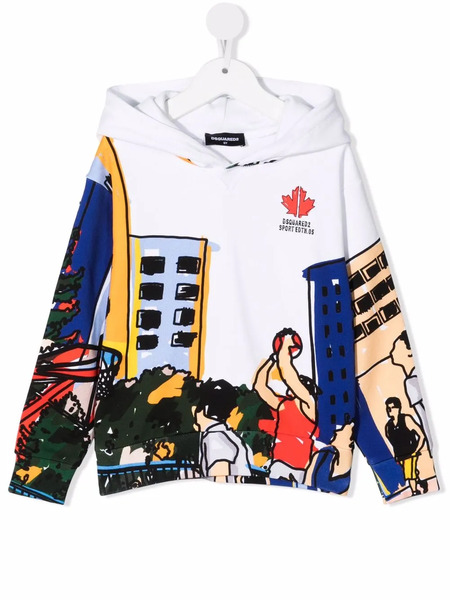  Dsquared2 Kids Illustration-style Print Hoodie - White 
