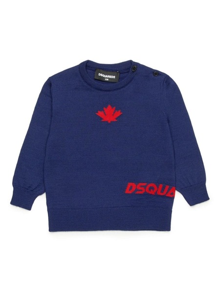  Dsquared2 Kids Intarsia-knit Crew-neck Jumper - Blue 