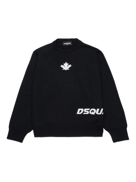 Dsquared2 Kids Intarsia Knit-logo Jumper - Black 