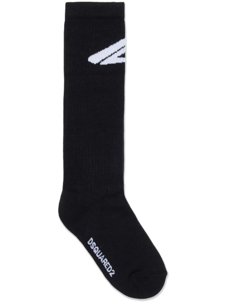  Dsquared2 Kids Intarsia-knit Logo Socks - Black 
