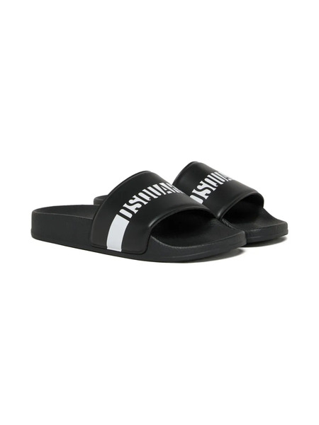  Dsquared2 Kids Logo-detail Slides - Black 