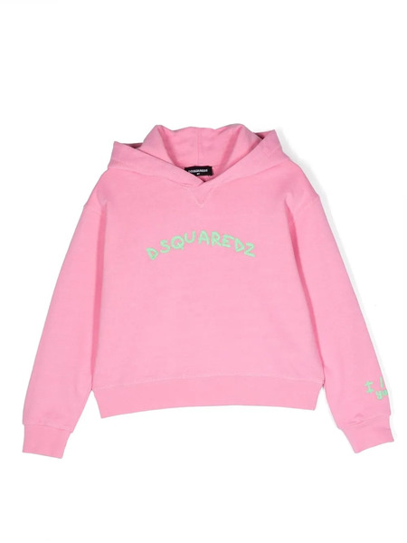  Dsquared2 Kids Logo-embroidered Longsleeved Hoodie - Pink 
