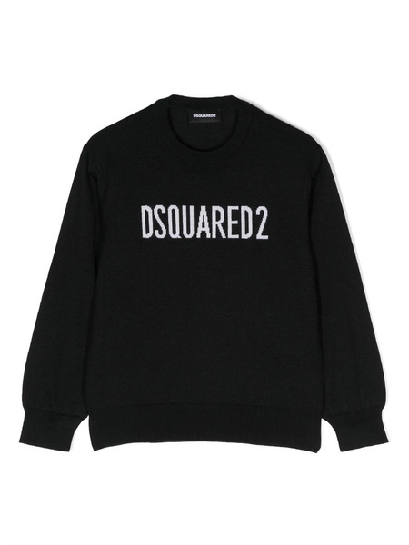  Dsquared2 Kids Logo-print Crew-neck Jumper - Black 