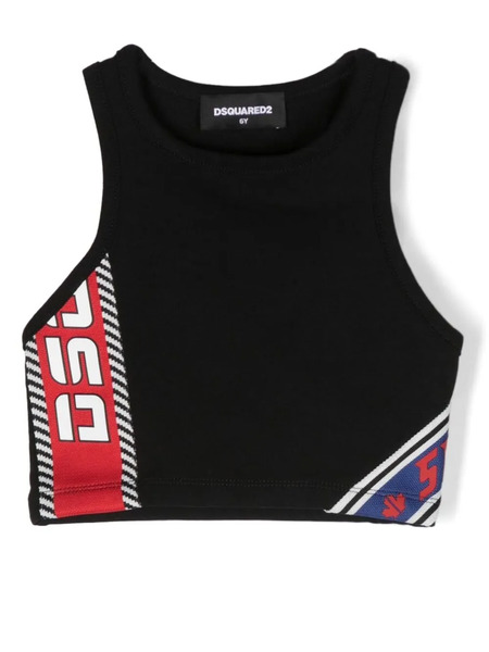  Dsquared2 Kids Logo-print Cropped Vest - Black 