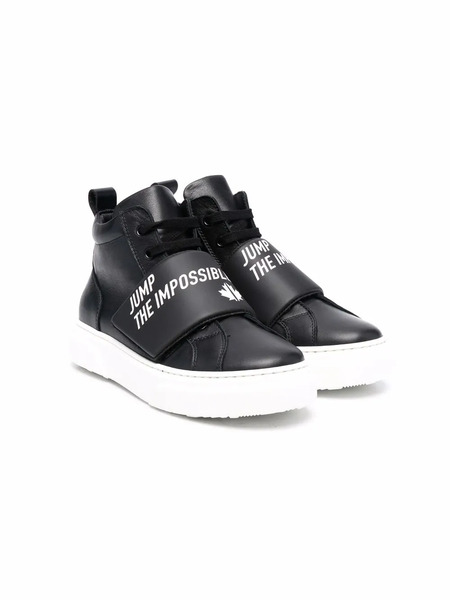  Dsquared2 Kids Logo-print High-top Leather Sneakers - Black 