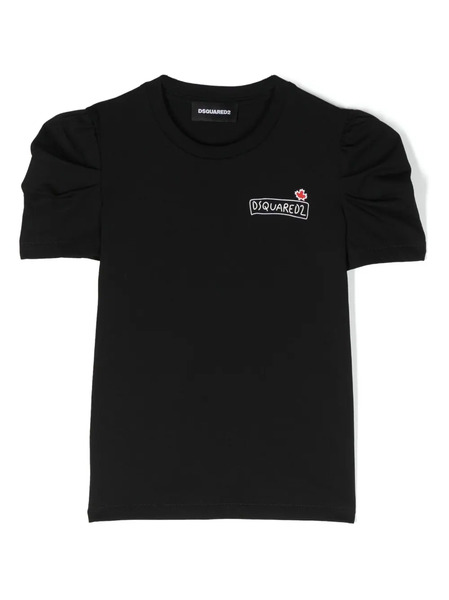  Dsquared2 Kids Logo-print Puff-sleeve T-shirt - Black 