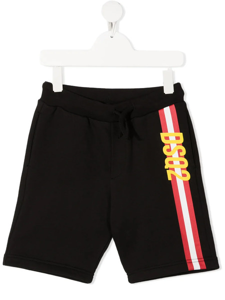  Dsquared2 Kids Logo Stripe-print Shorts - Black 