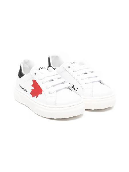  Dsquared2 Kids Maple-leaf Leather Sneakers - White 