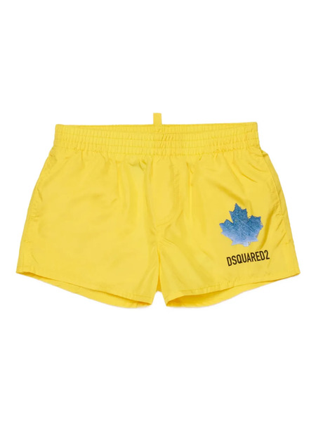  Dsquared2 Kids Maple-leaf Swim Shorts - Yellow 