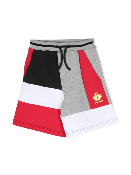  Dsquared2 Kids Panelled Cotton Track Shorts - Grey 