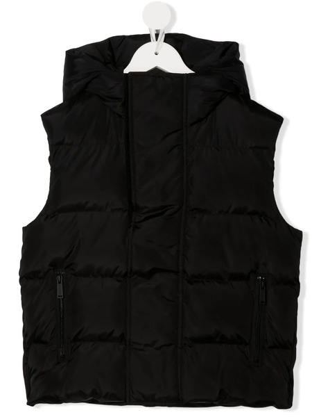  Dsquared2 Kids Rear-logo Hooded Puffer Vest - Black 