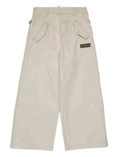  Dsquared2 Kids Splatter-detail Casual Trousers - Neutrals 