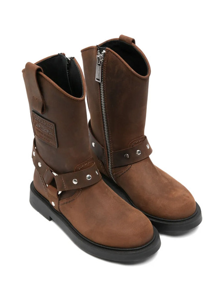  Dsquared2 Kids Studded Harness Ankle Boots - Brown 