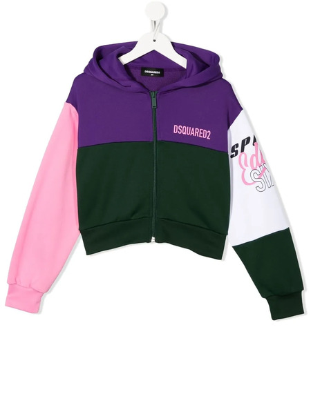  Dsquared2 Kids Teen Colour-block Zip-up Hoodie - Purple 