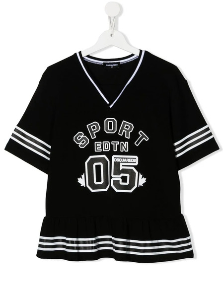  Dsquared2 Kids Teen Logo-print Jersey Top - Black 