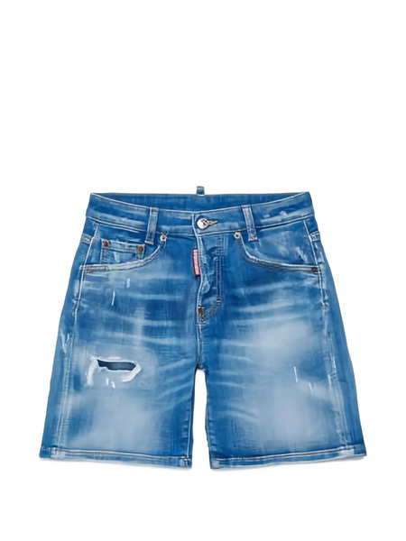  Dsquared2 Kids Worn-effect Logo-patch Shorts - Blue 