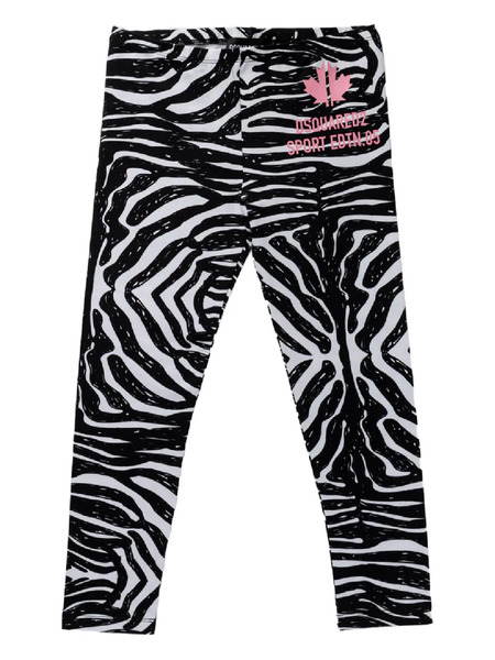  Dsquared2 Kids Zebra Stripe Logo Leggings - White 