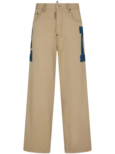  Dsquared2 Logo-appliqué Straight-leg Trousers - Neutrals 