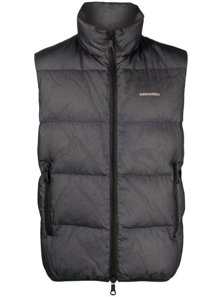  Dsquared2 Logo-embossed Ripstop Puffer Vest - Blue 