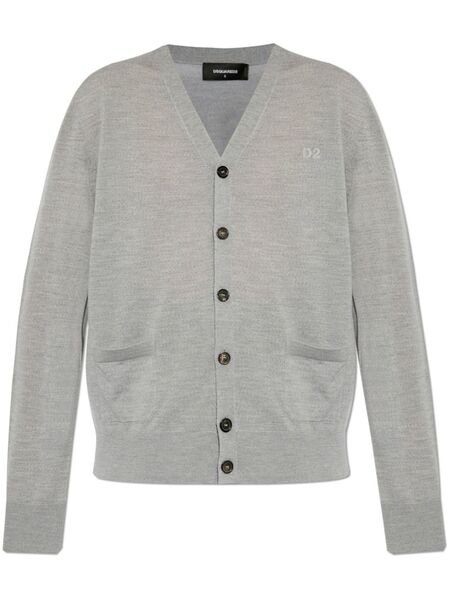  Dsquared2 Logo-embroidered Cardigan - Grey 