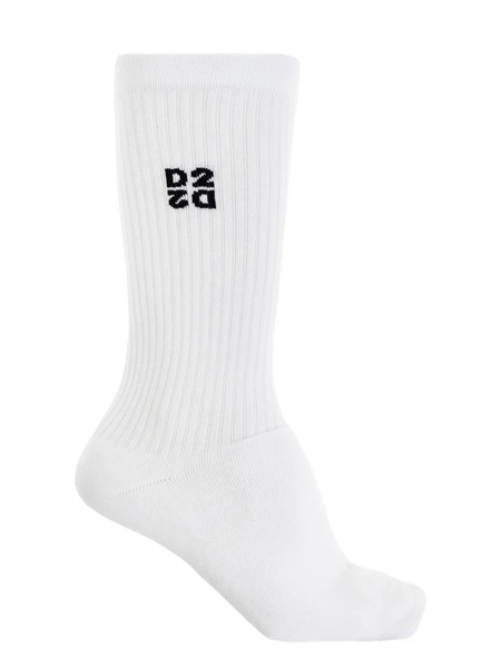  Dsquared2 Logo-embroidered Ribbed Socks - White 