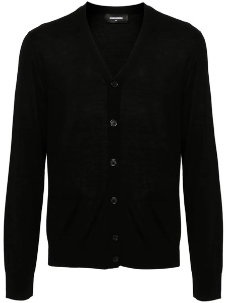  Dsquared2 Logo-embroidered Virgin Wool Cardigan - Black 