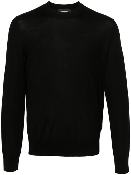  Dsquared2 Logo-embroidered Virgin Wool Jumper - Black 