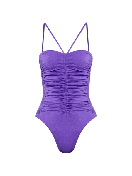  Dsquared2 Logo-embroidery Ruched Swimsuit - Purple 