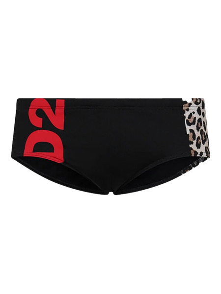  Dsquared2 Logo Leopard Swim Trunk - Black 