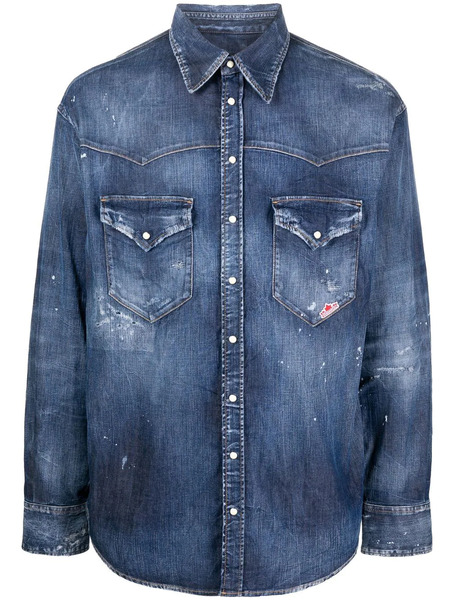  Dsquared2 Logo-patch Denim Shirt - Blue 