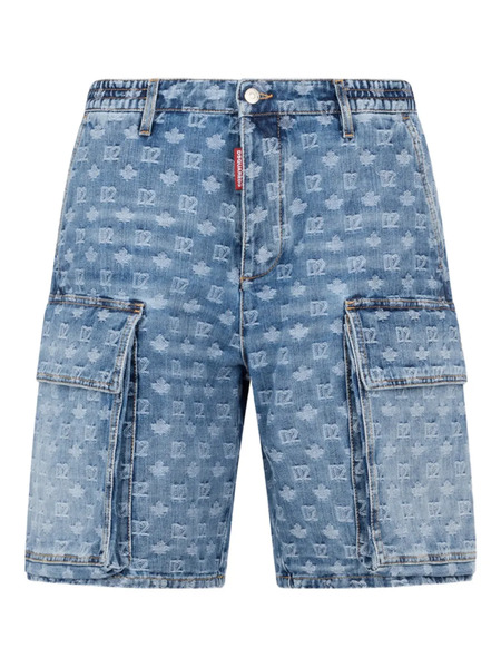  Dsquared2 Logo-pattern Cargo Shorts - Blue 