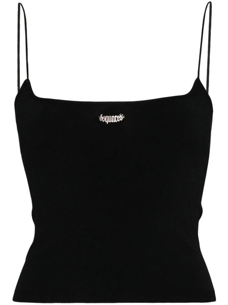  Dsquared2 Logo-plaque Knitted Crop Top - Black 