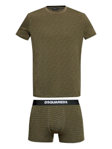  Dsquared2 Logo-print Cotton Two-piece Set - Green 