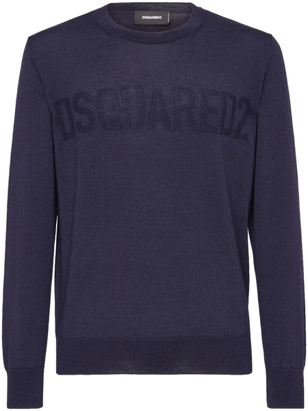  Dsquared2 Logo-print Crew-neck Jumper - Blue 