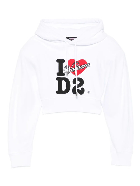 Dsquared2 Logo-print Cropped Hoodie - White 