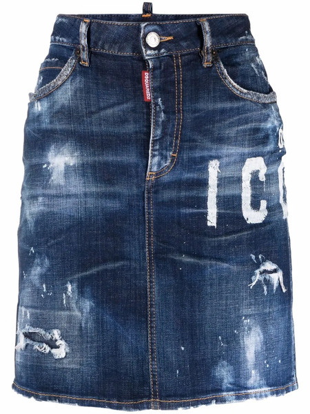  Dsquared2 Logo-print Denim Skirt - Blue 