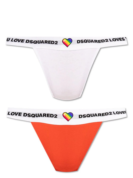  Dsquared2 Logo-waistband Thong (pack Of Two) - White 
