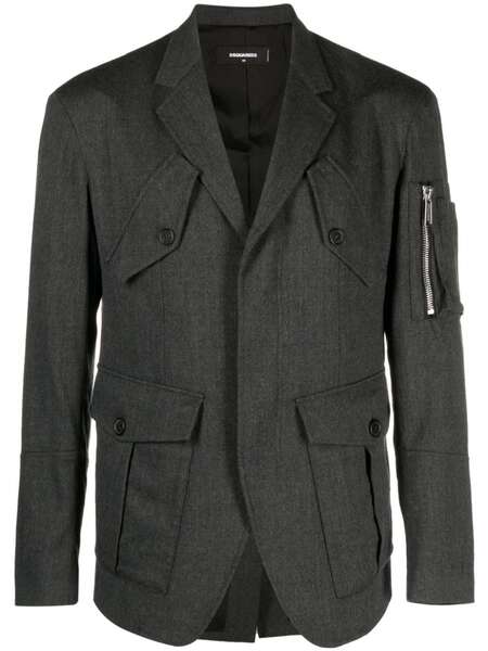  Dsquared2 Multiple-pocket Single-breasted Blazer - Grey 