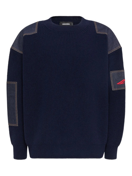  Dsquared2 Patchwork-embellished Jumper - Blue 