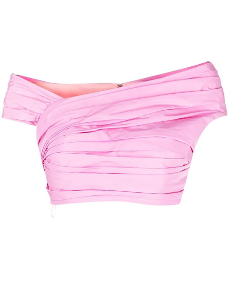  Dsquared2 Pleated Off-shoulder Cropped Top - Pink 