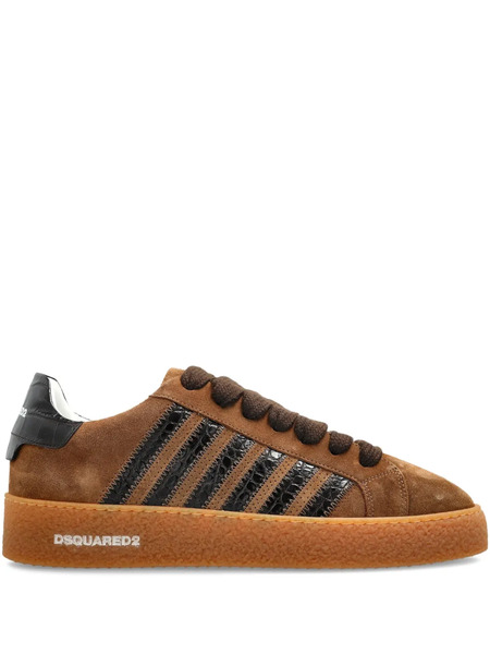  Dsquared2 Rapper's Delight Suede-leather Striped Sneakers - Brown 